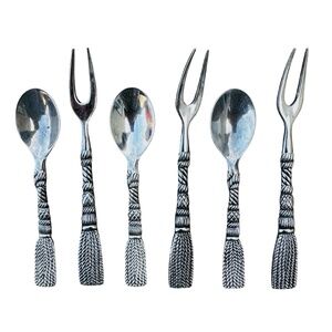 SILEA Vintage Dermitasse Fork & Spoon Silver Plated 4" (set of 6)